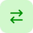 Two green arrows forming a bidirectional swap icon on a light green circular background.