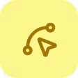 Brown vector pen tool icon on a pale yellow circle background.