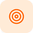 Orange target icon on a cream rounded background.