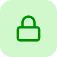 Icône de cadenas vert sur un fond vert pâle arrondi.