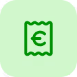 Green receipt icon with a euro symbol at the center on a light green rounded background.